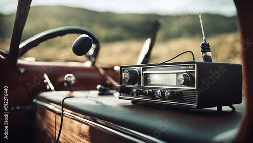 Radio CB: A classic cb radio setup in a vehicle 