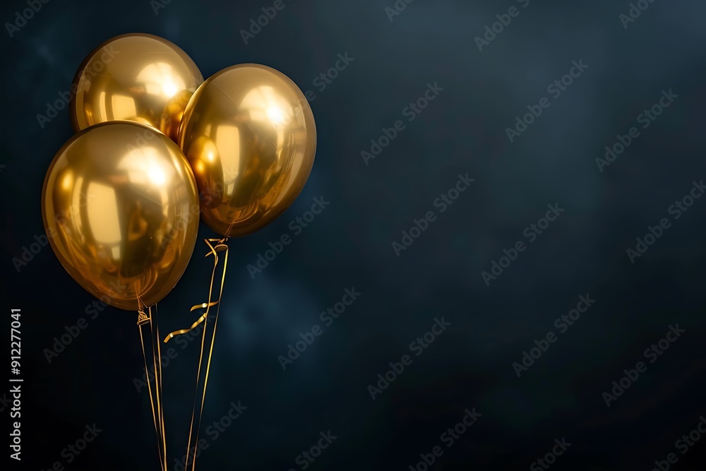 Golden Balloons Against a Dark Background Golden Balloons Against a Dark Background