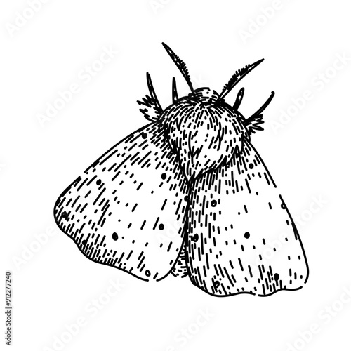 wings night moth hand drawn. antennae camouflage, metamorphosis lepidoptera, scales flutter wings night moth vector sketch. isolated black illustration