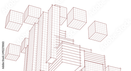 city ​​abstract modular architecture 3d rendering	