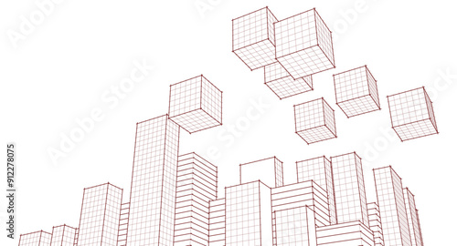 city ​​abstract modular architecture 3d rendering	