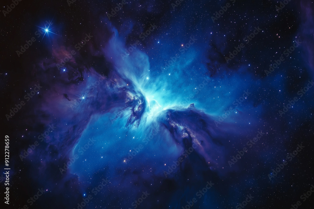 Fototapeta premium An enchanting reflection nebula with subtle shades of turquoise and lavender
