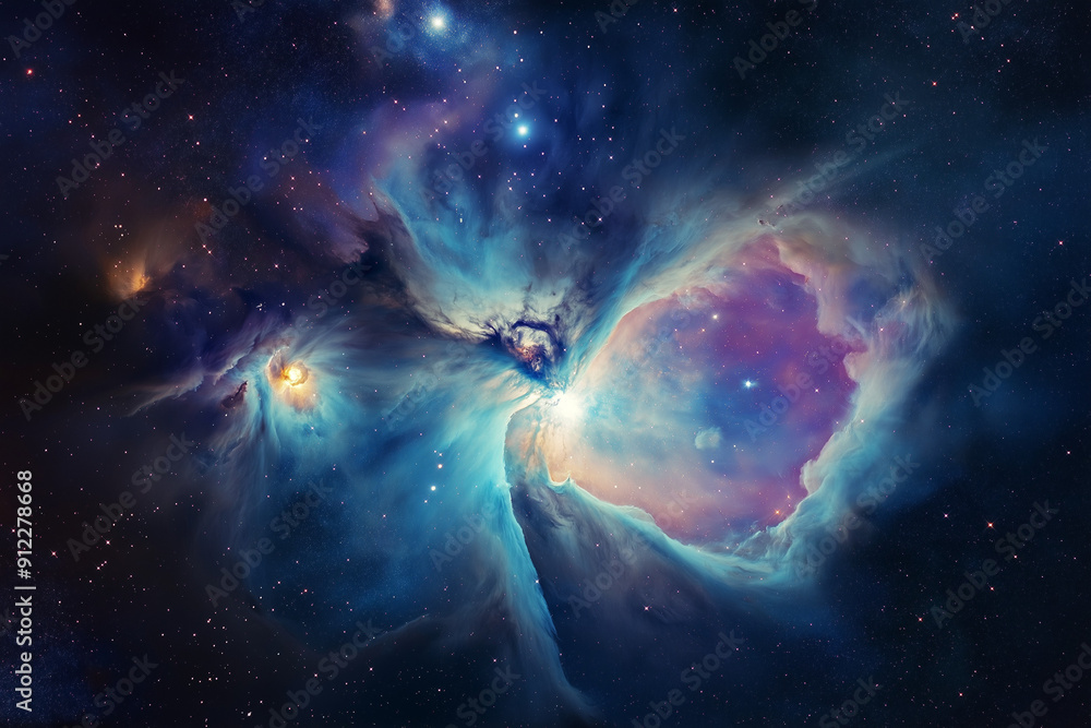 An enchanting reflection nebula with subtle shades of turquoise and lavender An enchanting reflection nebula with subtle shades of turquoise and lavender