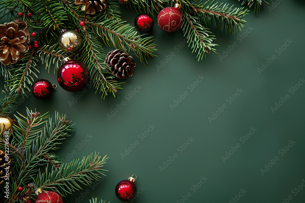 Christmas greeting card with bright winter holiday composition and New Year background Christmas greeting card with bright winter holiday composition and New Year background