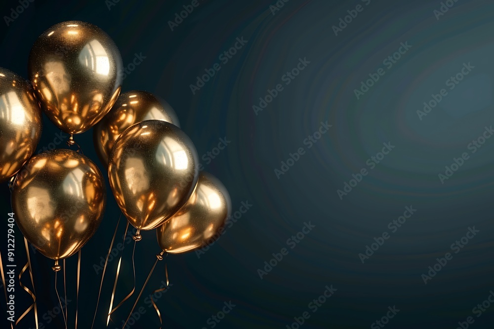 Golden Balloons Against a Dark Background Golden Balloons Against a Dark Background