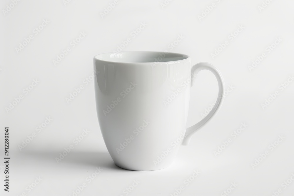 A White Ceramic Mug with a Handle A White Ceramic Mug with a Handle