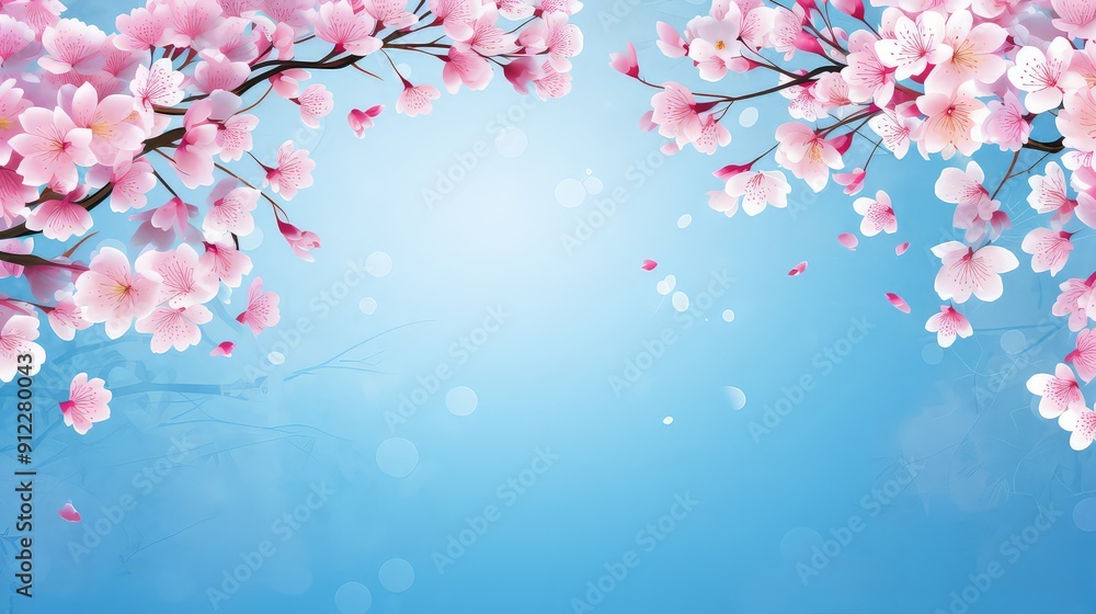 Pink Cherry blossom Illustration. Frame of Sakura Cherry Blossoms Spring flower Pink Cherry blossom Illustration. Frame of Sakura Cherry Blossoms Spring flower