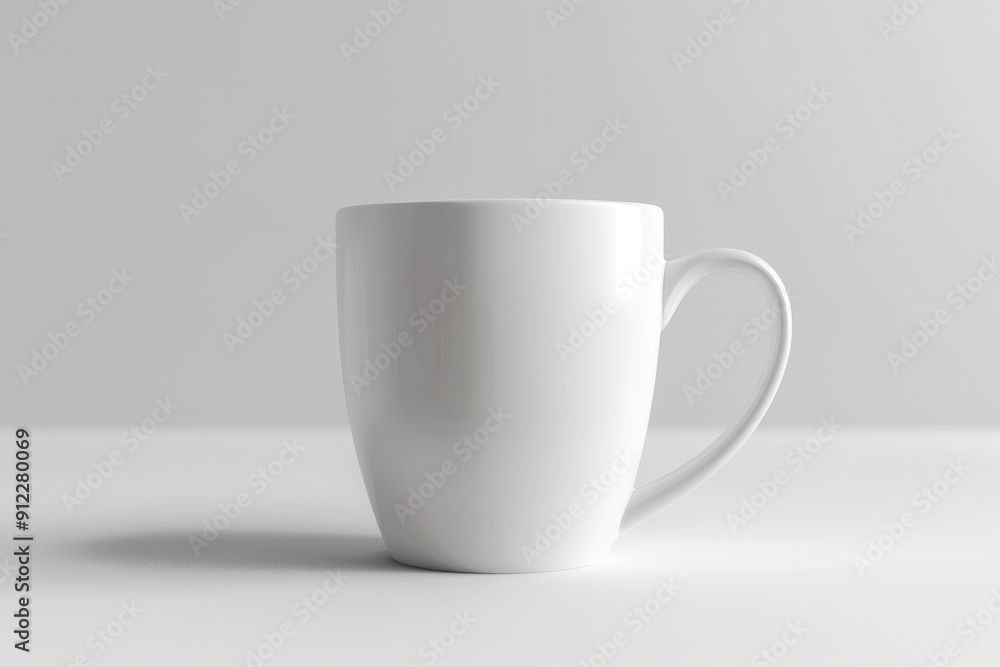 Obraz premium A White Ceramic Mug on a White Surface