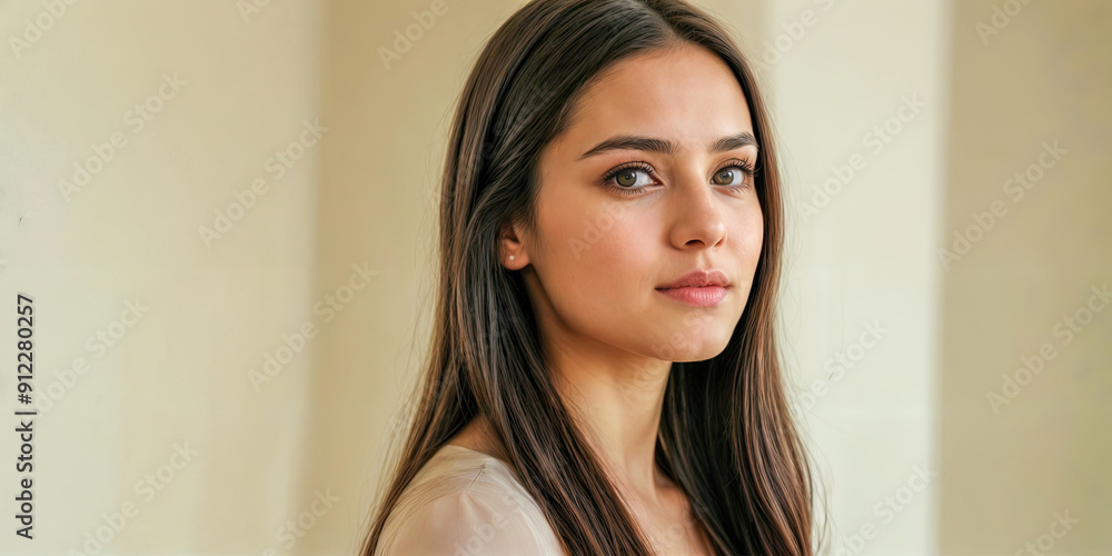 Portrait of a Young Woman with a Serene Gaze Portrait of a Young Woman with a Serene Gaze