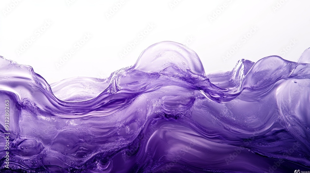 The deep purple liquid in a close-up shot forms dynamic waves against a white background. The complex patterns and textures create a strong contrast between the rich purple and white background. The deep purple liquid in a close-up shot forms dynamic waves against a white background. The complex patterns and textures create a strong contrast between the rich purple and white background.