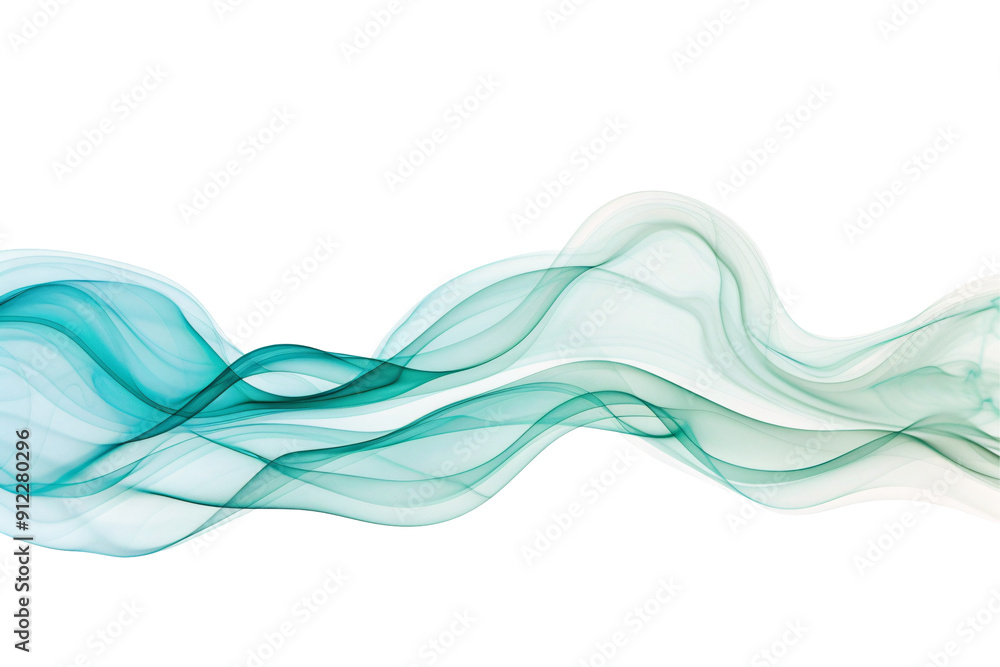 Naklejka premium Abstract turquoise and white waves against a white transparent background.
