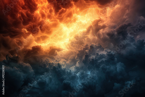 Wallpaper Mural Generative ai on theme of scary bright electric lightning bolt with branches in the night dark sky Torontodigital.ca