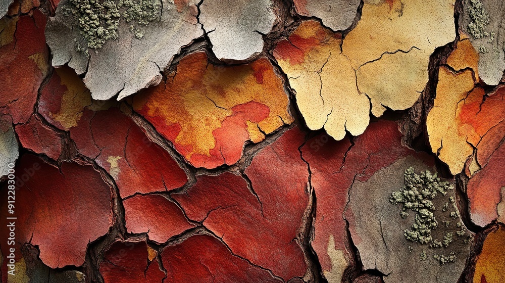 Close-up of a tree bark's surface revealing rugged textures and deep grooves with rich colors Close-up of a tree bark's surface revealing rugged textures and deep grooves with rich colors