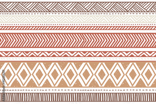 Ethnic vector seamless pattern. Tribal geometric background, traditional craft motif, maya, aztec, mexican ornament. Warm, cozy autumn print