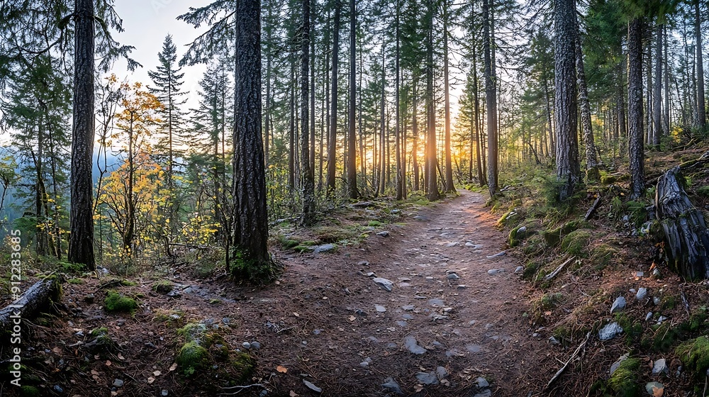 Forest Path at Sunset - Realistic Photo Forest Path at Sunset - Realistic Photo