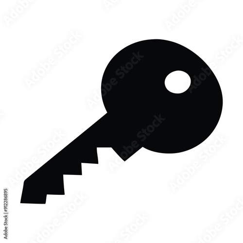 Simple black and white key icon illustration. Vector illustration