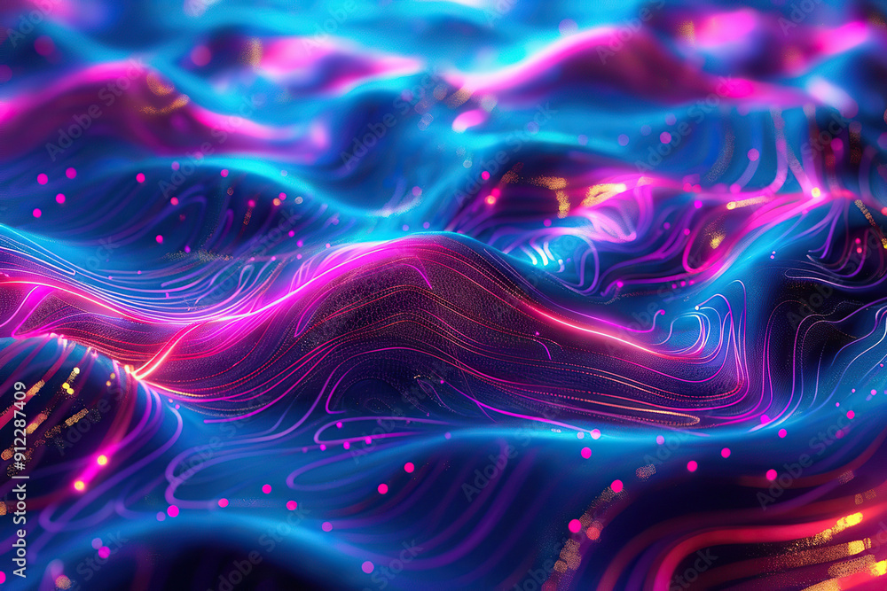 Fototapeta premium Beautiful texture surface neon wave, design natural abstract background