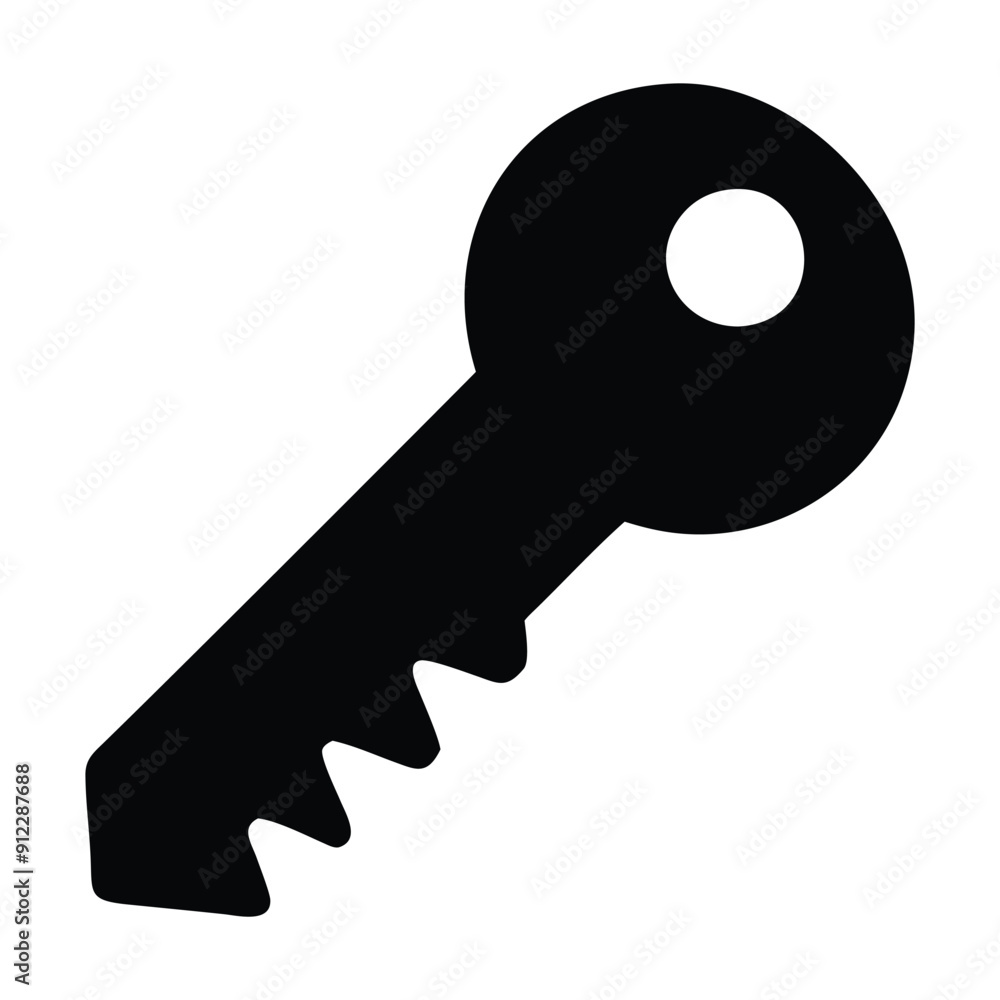 Simple black and white key silhouette illustration. Vector illustration Simple black and white key silhouette illustration. Vector illustration