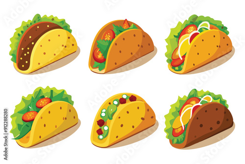 Beef Tacos Color Art Illustration Flavorful and Creative Food Representation