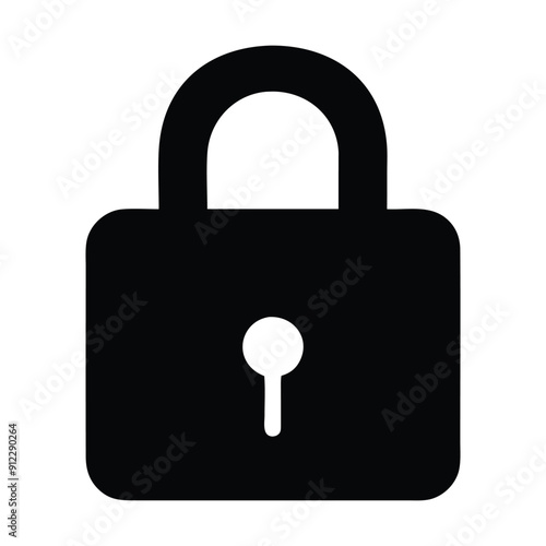 Black and white padlock icon. Vector illustration