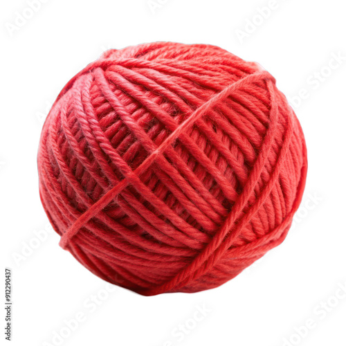 Red yarn ball isolated on transparent background