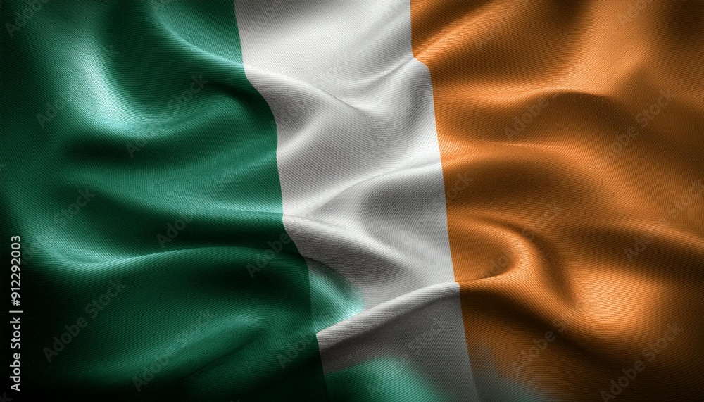 Ireland's Colors: Abstract Wavy Silk Fabric Background Ireland's Colors: Abstract Wavy Silk Fabric Background