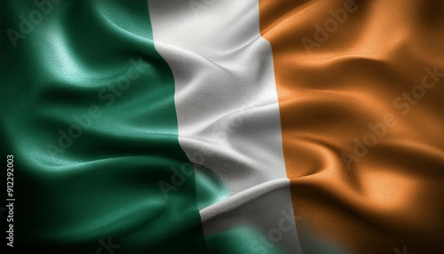 Obraz na plátně Ireland's Colors: Abstract Wavy Silk Fabric Background