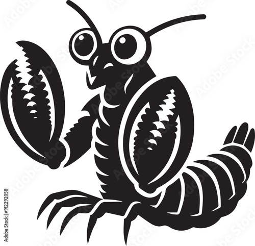 Mantis Shrimp vector silhouette illustration logo art