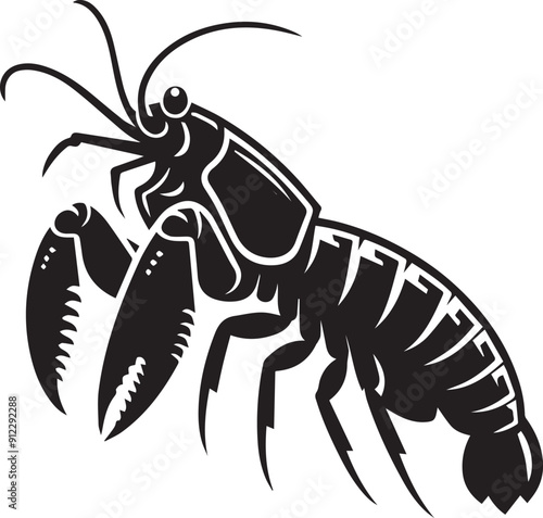 Mantis Shrimp vector silhouette illustration