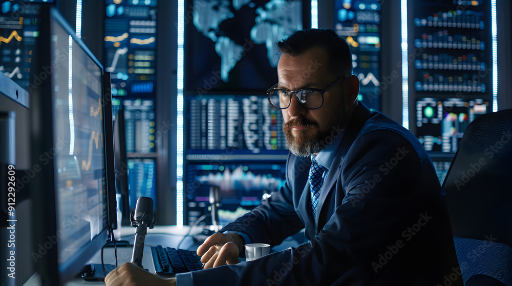 Cybersecurity specialist monitoring digital threats on multiple screens Cybersecurity specialist monitoring digital threats on multiple screens