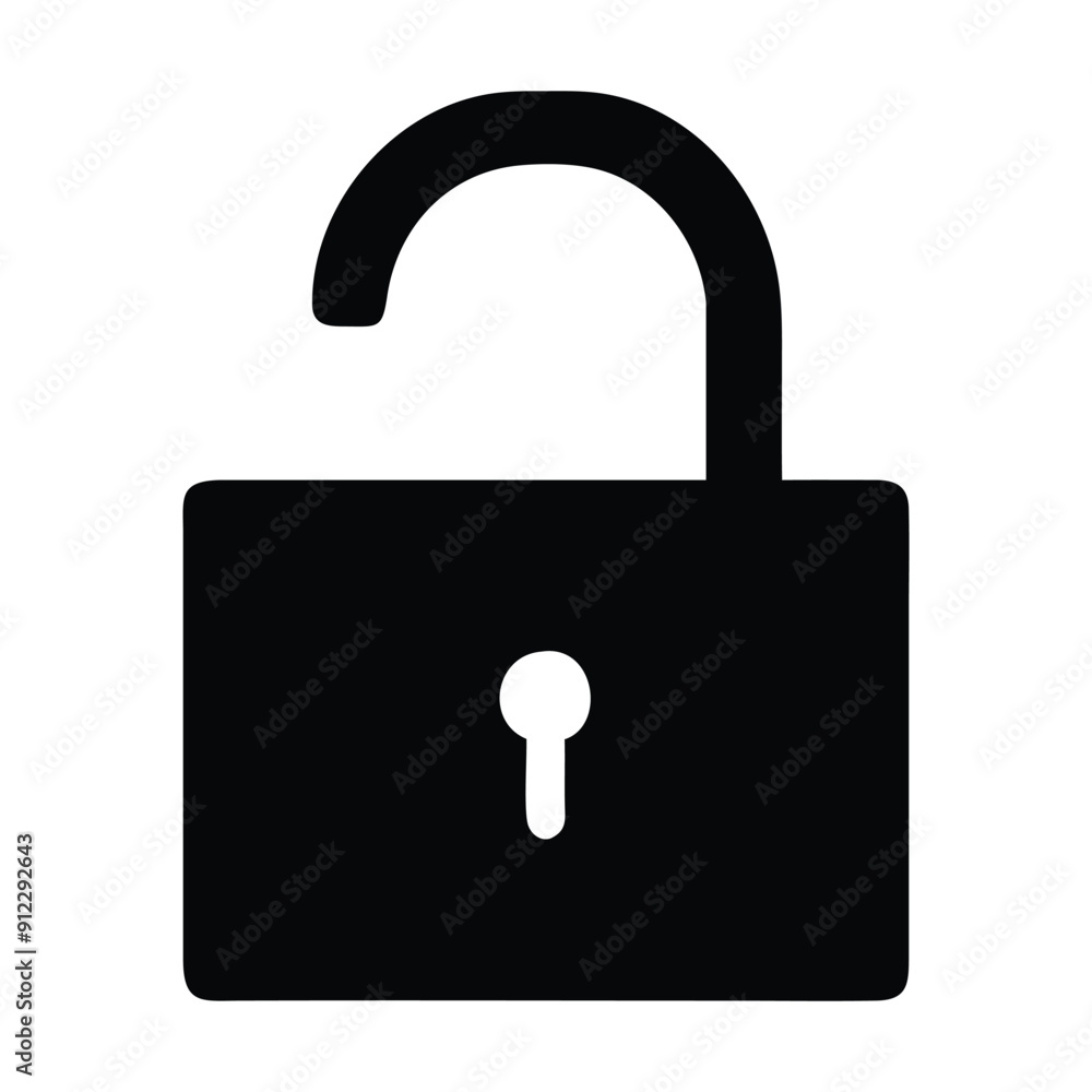 Black and white open lock icon. Vector illustration Black and white open lock icon. Vector illustration
