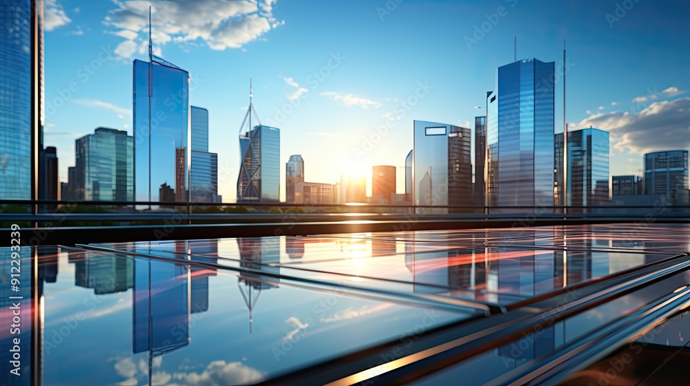 An image of a high rise glass building with a dark steel window system on a clear blue sky background, An image of a high rise glass building with a dark steel window system on a clear blue sky background,