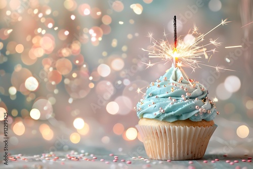Birthday cupcake with a sparkler