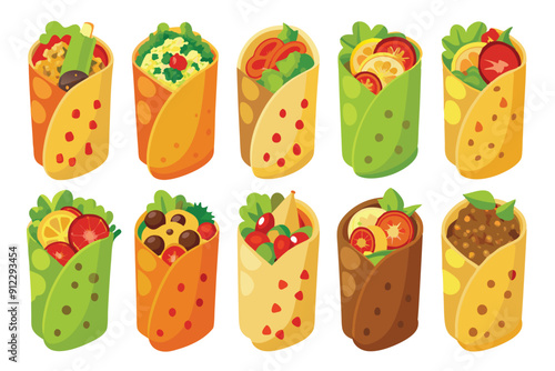 Burrito Color Line Art Illustration Bold Playful Food Drawing