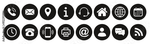Contact icons for website, resume, business card, cv , visiting card 