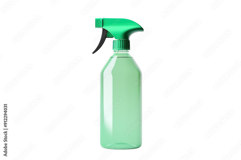 A Green Cleaning Spray Bottle Ready to Refresh on a White or Clear Surface PNG Transparent Background. A Green Cleaning Spray Bottle Ready to Refresh on a White or Clear Surface PNG Transparent Background.