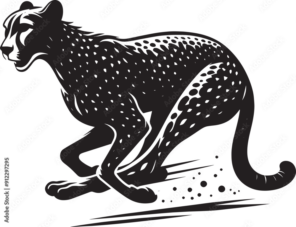 Fototapeta premium Cheetah Silhouette isolated on white background Minimalist cheetah vector shape icon