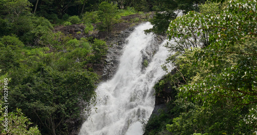 Landscape of beautiful big waterfall in forest travel location on Thailand. Sarika Waterfall is one of famous and beautiful Waterfall in nakornnayok, Thailand.