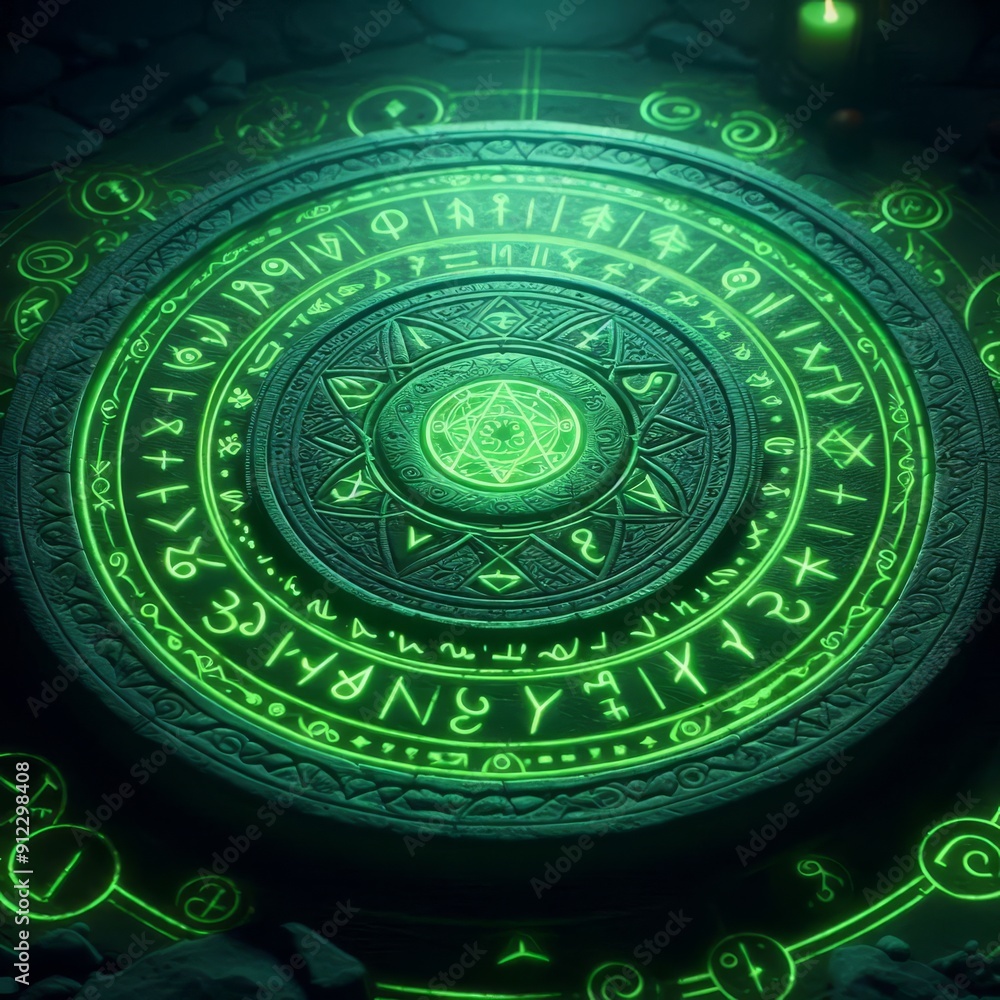 Obraz premium Light of the green magic circle 