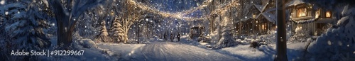 Wallpaper Mural Winter's Gala: An Animated Snowy Soiree Illustrating the Enchantment of a Seasonal Celebration in a Snow-Covered Landscape. Torontodigital.ca
