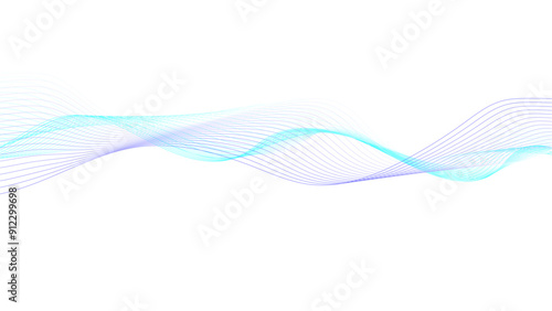 Wavy flow design isolated on white background.	
Abstract background with blue and purple wave lines on white.