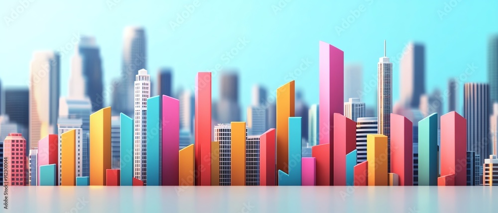 Vibrant city skyline with colorful architecture in a bright urban landscape, showcasing modern design and creativity. Vibrant city skyline with colorful architecture in a bright urban landscape, showcasing modern design and creativity.