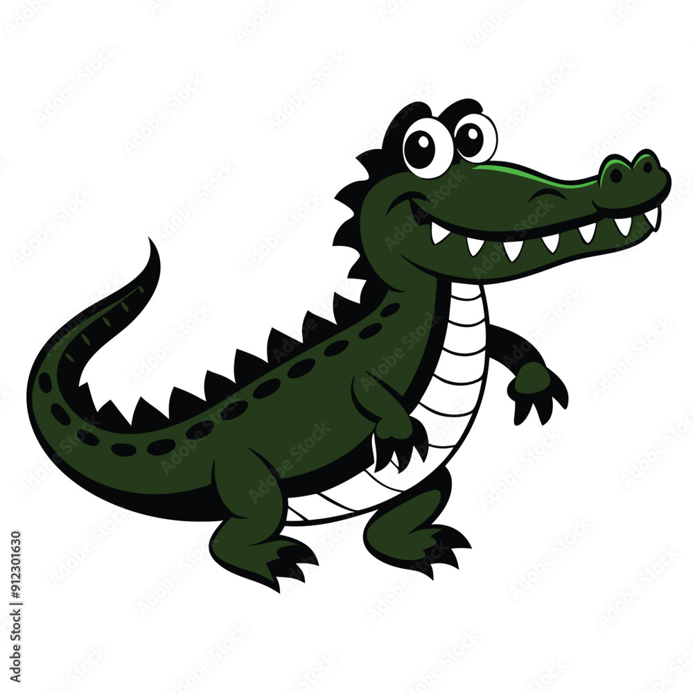 Fototapeta premium funny crocodile vector black color silhouette, isolate white background
