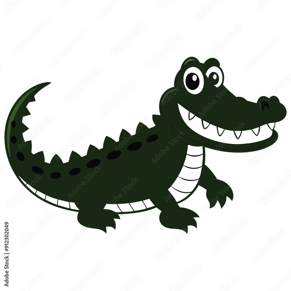 Obraz premium funny crocodile vector black color silhouette, isolate white background 