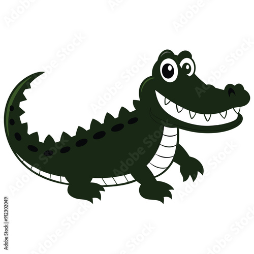 funny crocodile vector black color silhouette, isolate white background 
