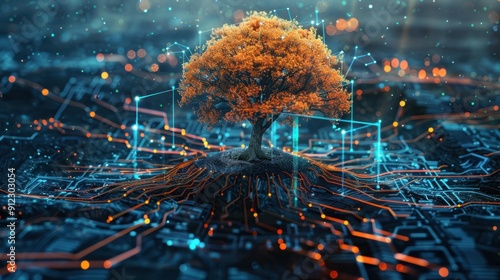 The digital network tree photo