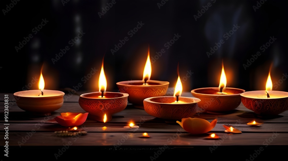 candles in the church illustation of the Diwali festival of lights tradition Diya oil lamps against a dark background candles in the church illustation of the Diwali festival of lights tradition Diya oil lamps against a dark background