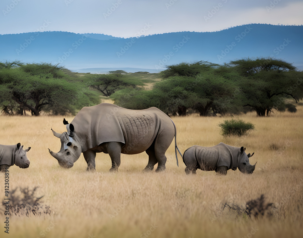 White Rhinoceros Roaming the Savannah White Rhinoceros Roaming the Savannah