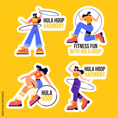 Hula Hoop Label Flat Cartoon Hand Drawn Templates Background Illustration