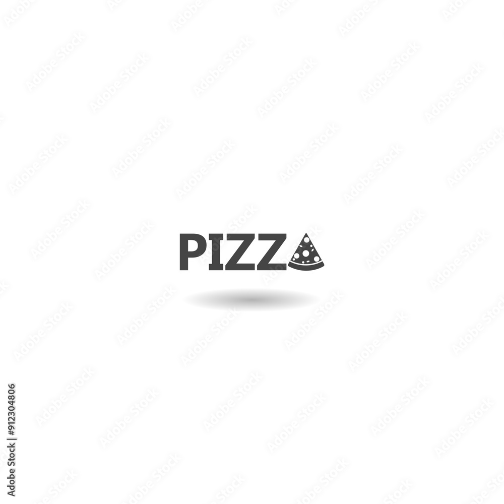 Pizza word icon with shadow Pizza word icon with shadow